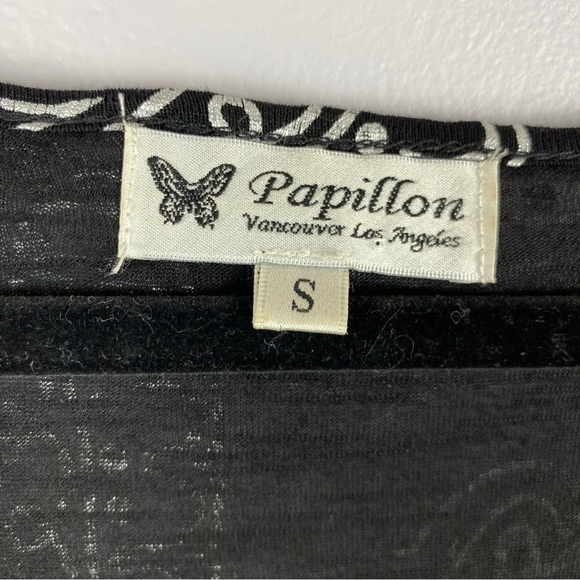 Papillon Paisley Long Sleeve Handkerchief Tunic Top Small Black - Picture 10 of 11